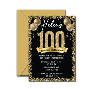 Matching 100th Birthday Invitations
