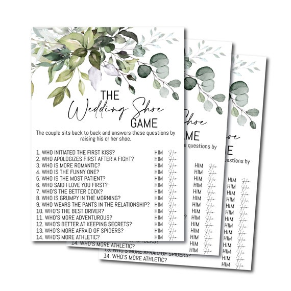 Greenery Wedding Shoe Game, Instant Download Printable Bridal Shower Game by Announce It! | Catch My Party Greenery Wedding Shoe Game, Instant Download Printable Bridal Shower Game by Announce It! | Catch My Party