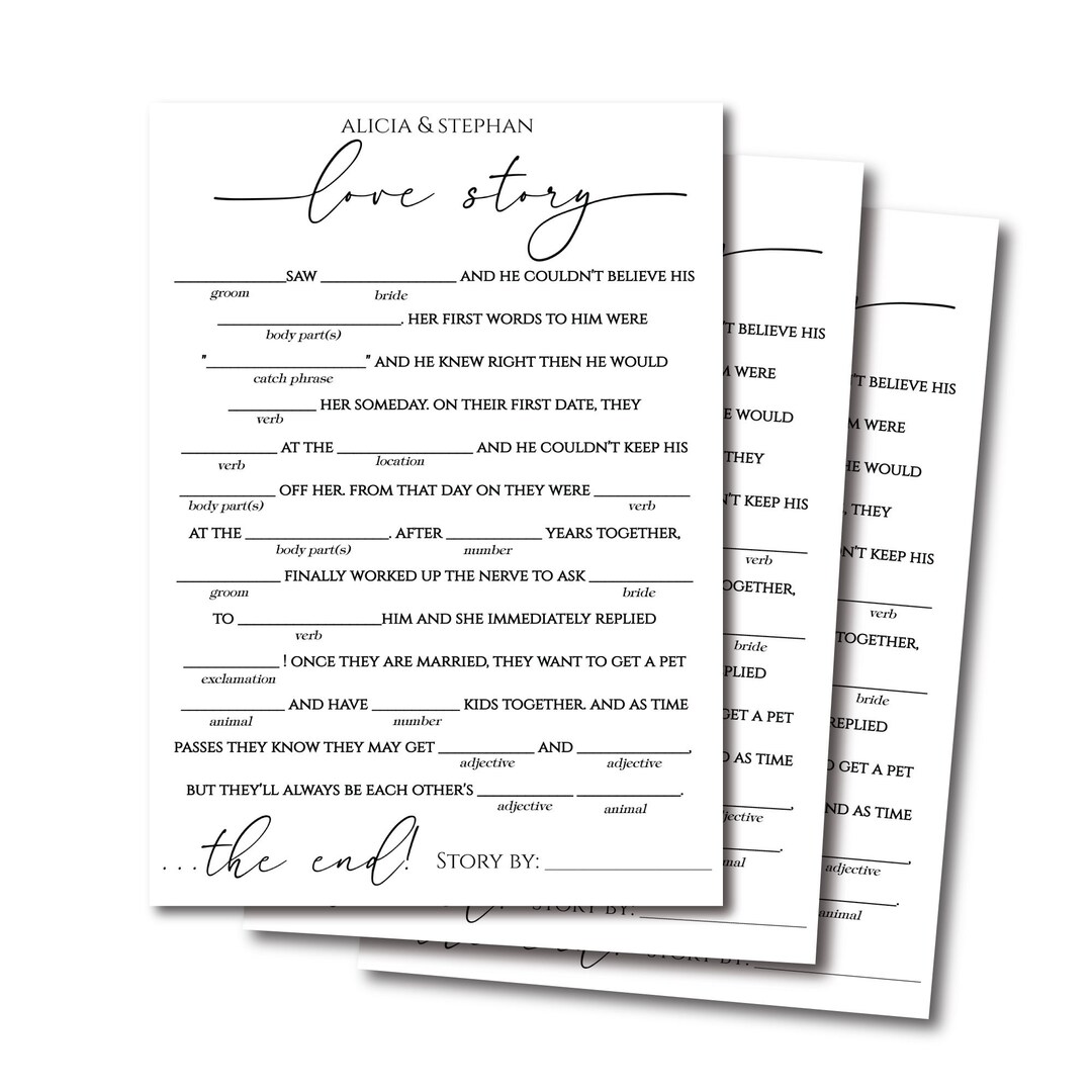 Editable Mad Libs Bridal Shower Game Mad Libs Game Printable - Etsy
