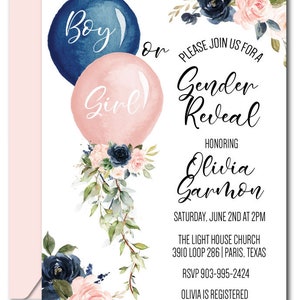 Balloons Gender Reveal Invite