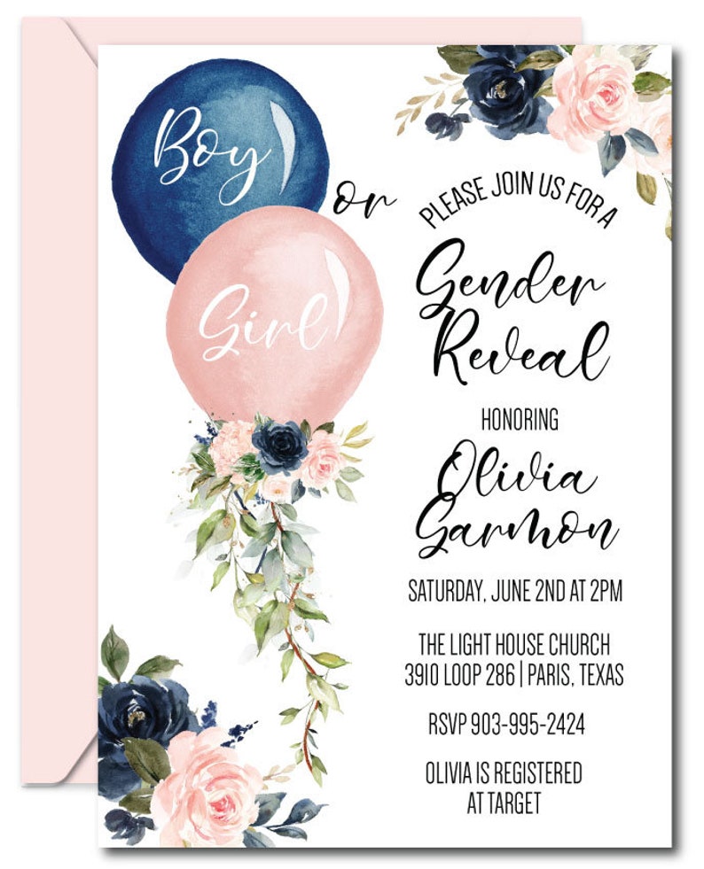 Balloons Gender Reveal Invite