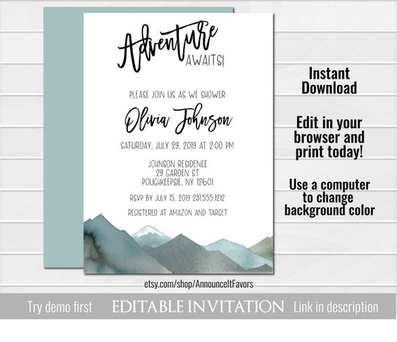 mountain baby shower invitations
