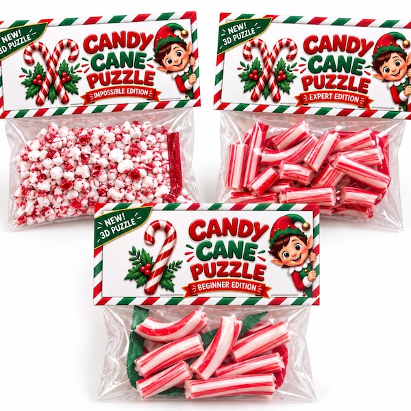 Funny Stocking Stuffer, Christmas Candy Cane Puzzle, White Elephant Gift, Gag Gifts