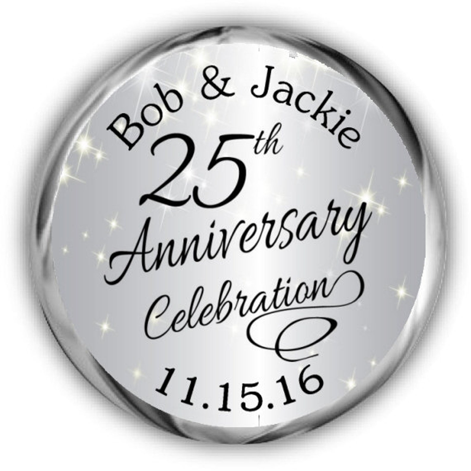 25th Anniversary Stickers Personalized Anniversary Labels Etsy