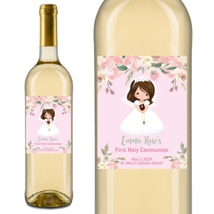 Matching First Communion wine Labels