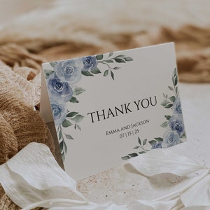 Dusty Blue Wedding Thank You Card