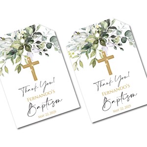 Matching Greenery Communion Thank You Tags