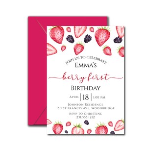 Matching Berry First Birthday Invitation