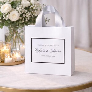 Wedding Welcome Bag with Silver Ribbon