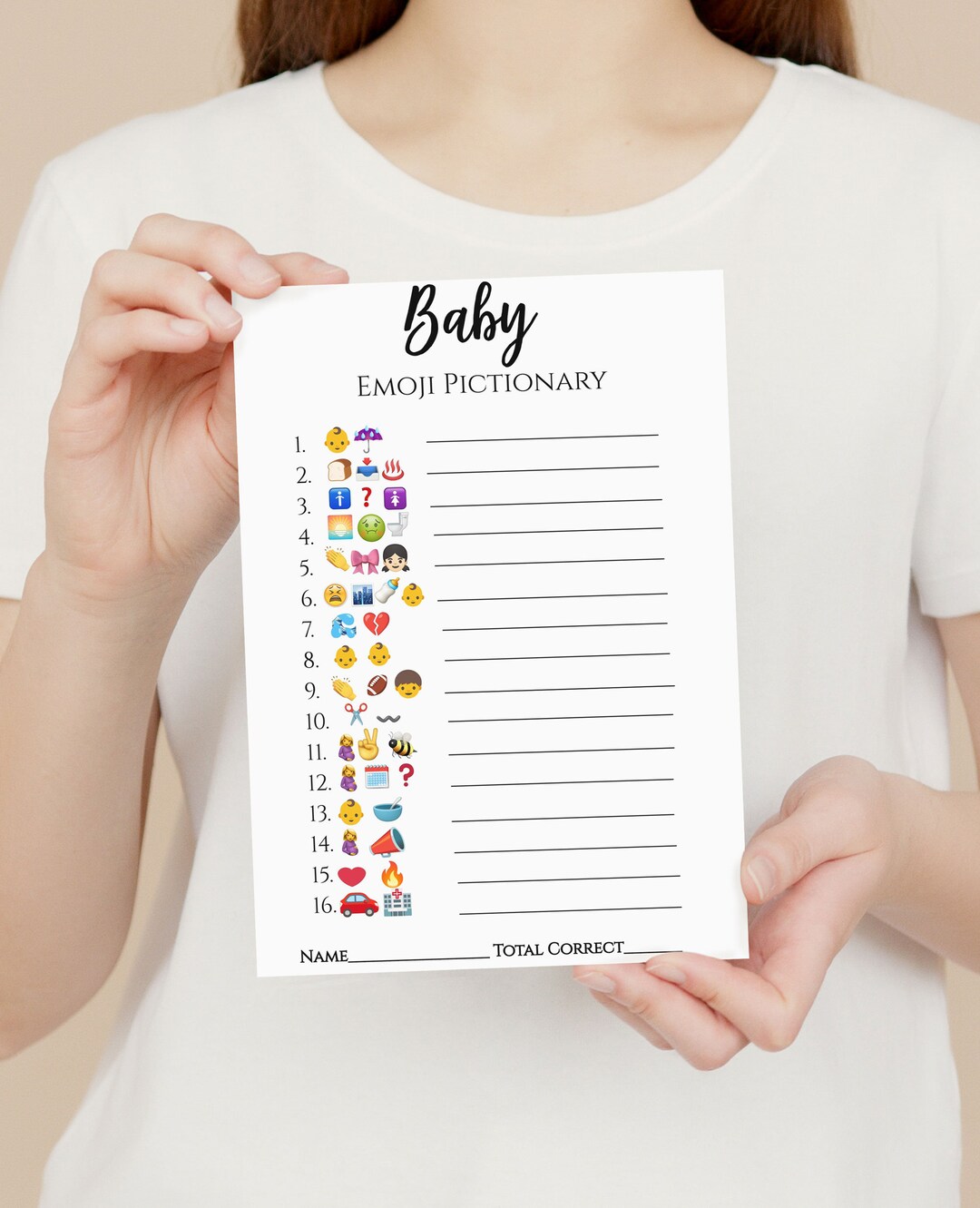Emoji Pictionary Baby Shower Game Template, Printable Baby Shower Emoji ...