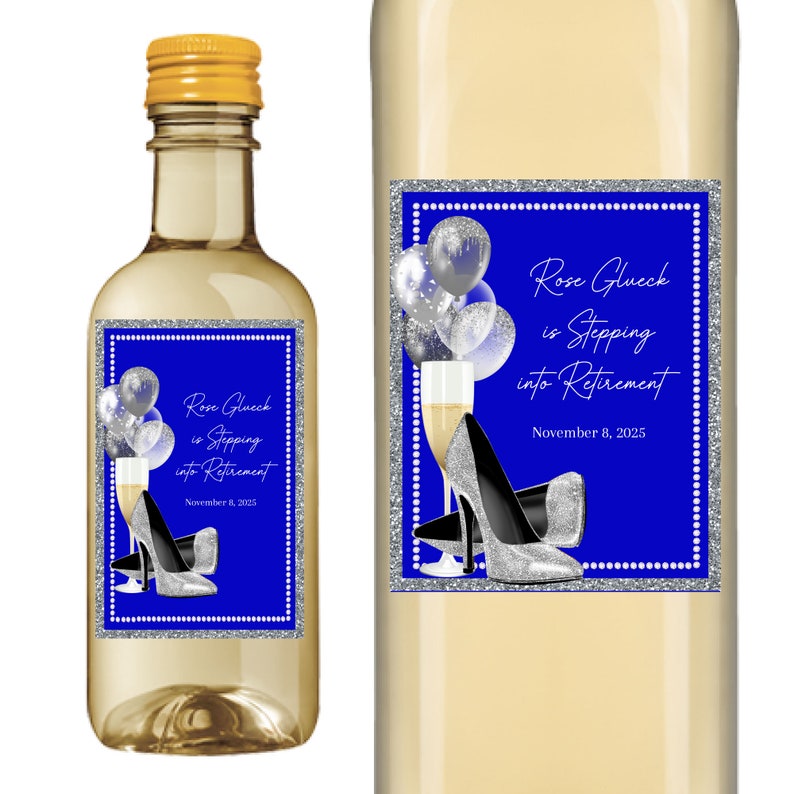 Stepping into Retirement Wine Labels, Silver Heels