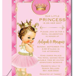 Royal Princess Baby Shower Invitation, Brunette