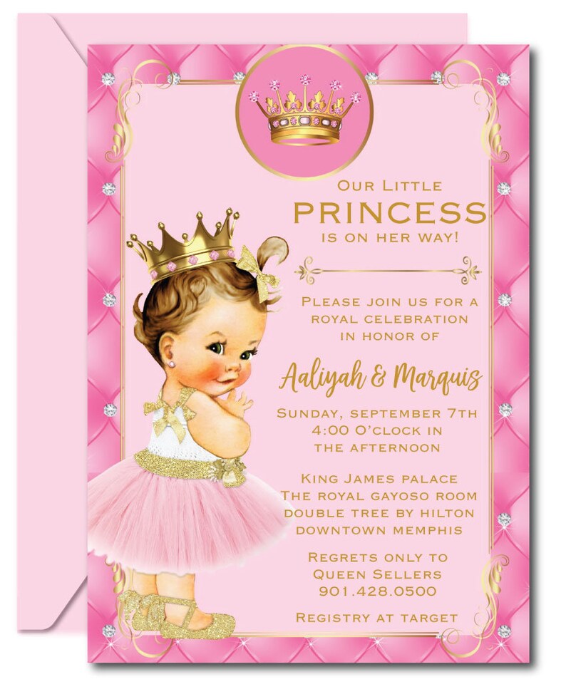 Royal Princess Baby Shower Invitation, Brunette