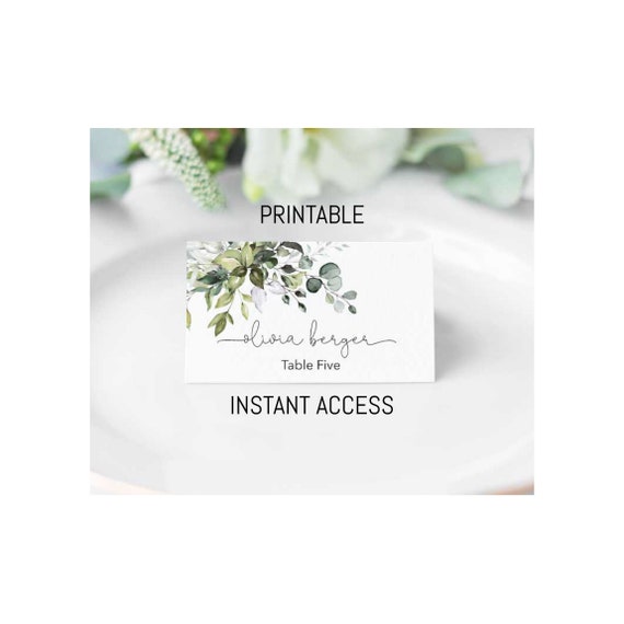 Greenery Seating Cards | Greenery Place Cards | Greenery Table Cards | Greenery Name Cards | Greenery Placecards | Escort Cards Il_570xn