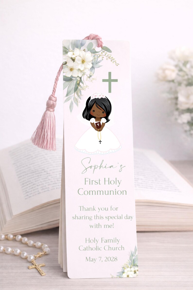 First Communion Bookmark, Ethnic Girl
