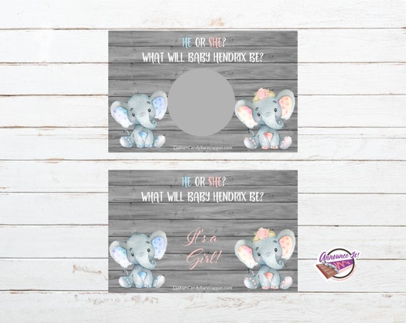 Set of 10 Elephant Gender Reveal Scratch Off Cards, Gender Announcement, Baby Shower Games Il_570xn