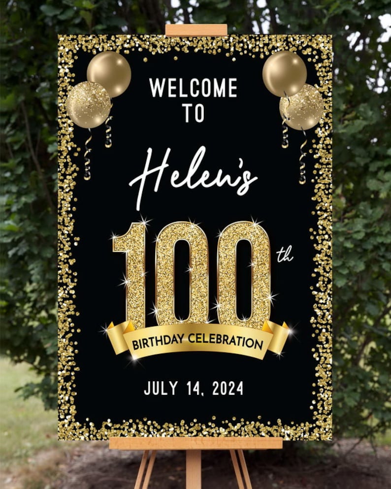 Matching 100th Birthday Welcome Sign