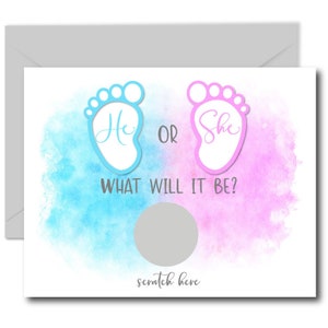 Matching He She Gender Reveal Scratch Off Cards