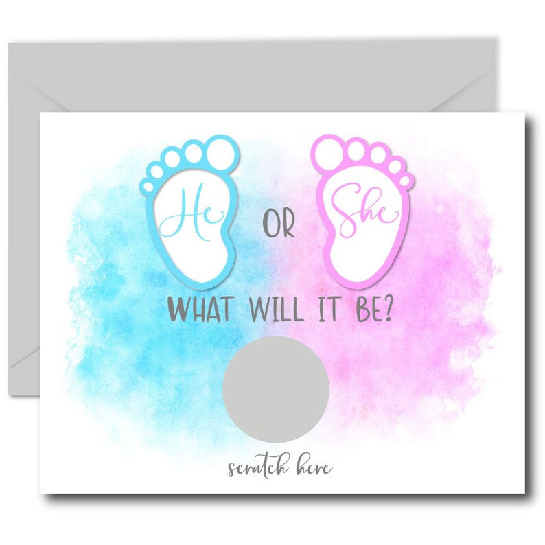 Matching He She Gender Reveal Scratch Off Cards