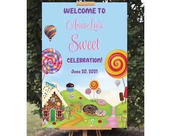 Editable Welcome Sign, Candy Land Birthday Sign, Candyland Welcome Sign, Printable Sweet Birthday Celebration Digital Sign