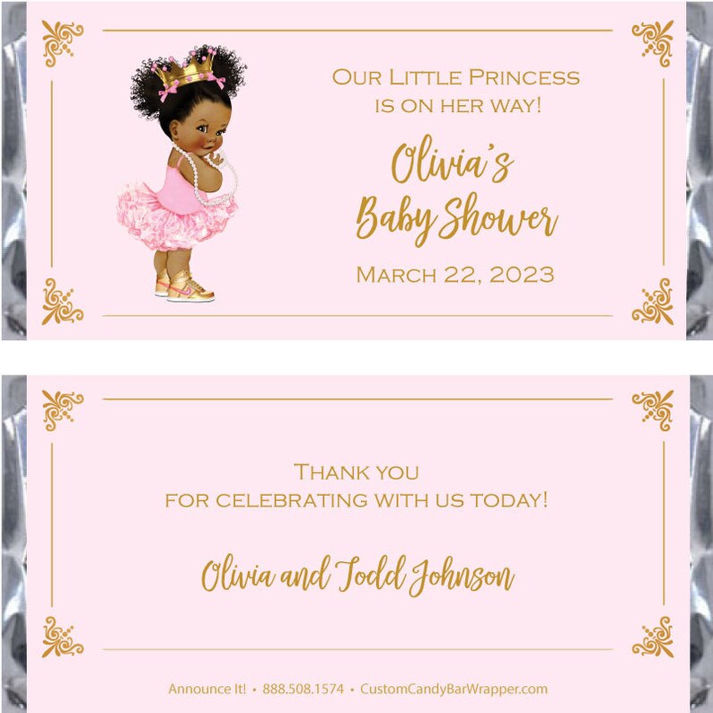 Matching Princess Baby Shower Candy Wrappers
