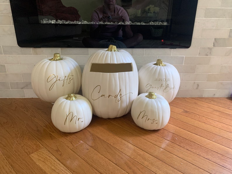 5 Piece Set of Wedding Pumpkin Decorations