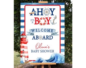 Ahoi, Junge Willkommensschild, Babypartyschild zum Ausdrucken