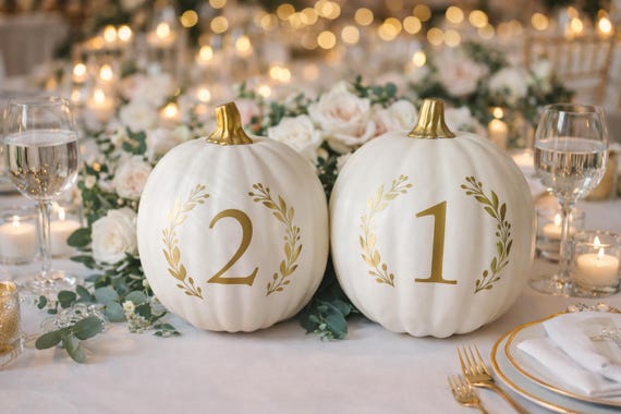 White Pumpkin Table Numbers