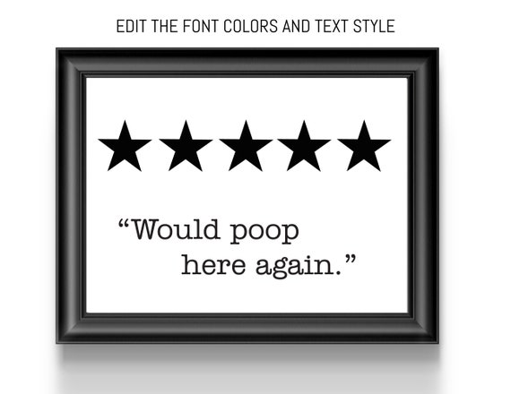 Would Poop Here Again Bathroom Sign Printable Editable Il_570xn