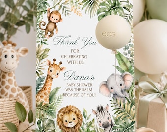 Jungle EOS Baby Shower Favors, Safari Baby Shower Lip Balm Favors, Personalized EOS Favors, Neutral Baby Shower Thank You Gifts