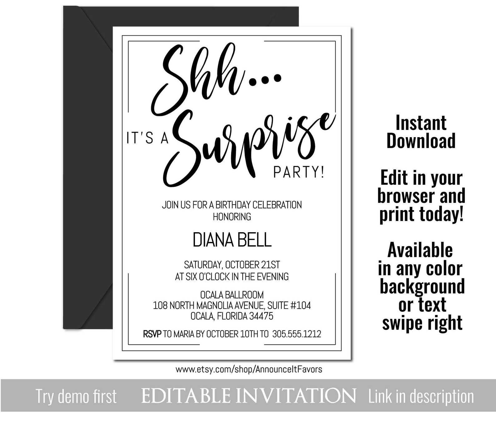 Surprise Birthday Invitation Surprise Birthday Invite Etsy