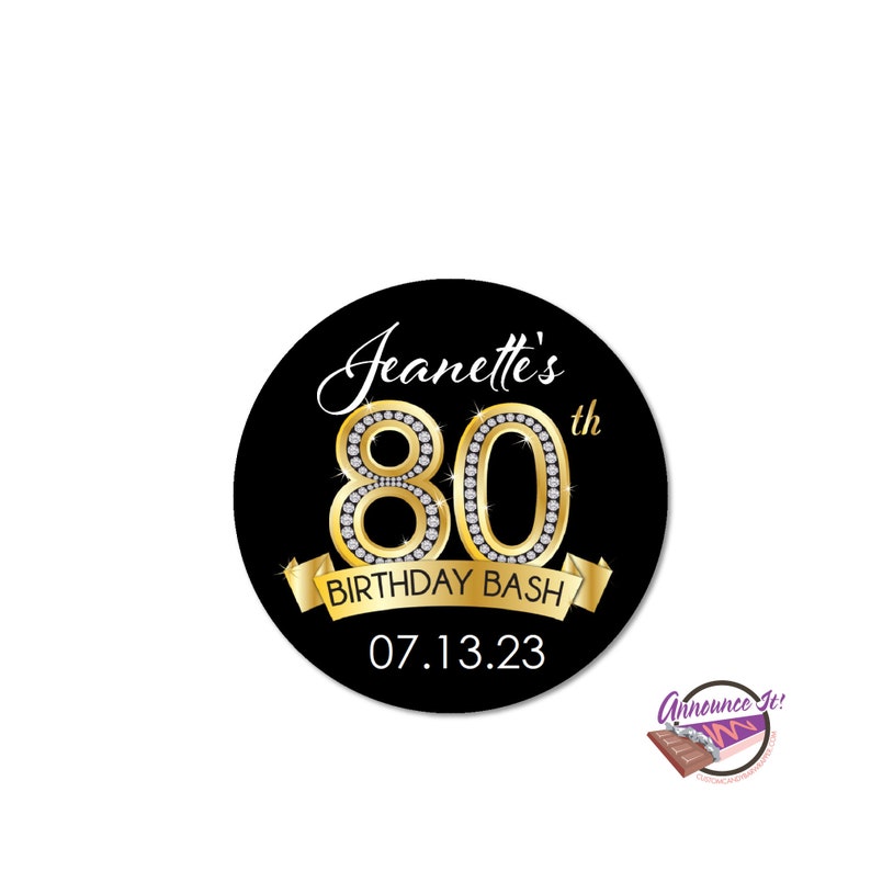 Diamond 80th Birthday Hershey Kisses Stickers Personalized - Etsy