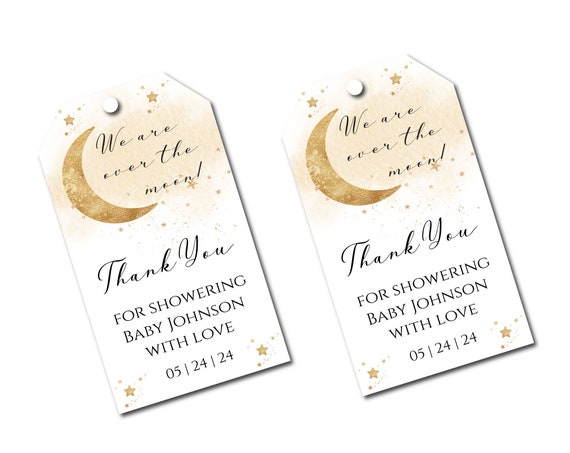 Over the Moon Baby Shower Thank You Tags, Over the Moon Baby Shower Favor Tags, Gift Tag Template Il_570xn