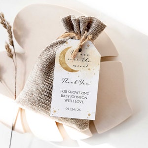 Over the Moon Baby Shower Thank You Tags