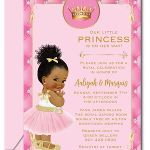 Royal Princess Baby Shower Invitation, Puff Bun