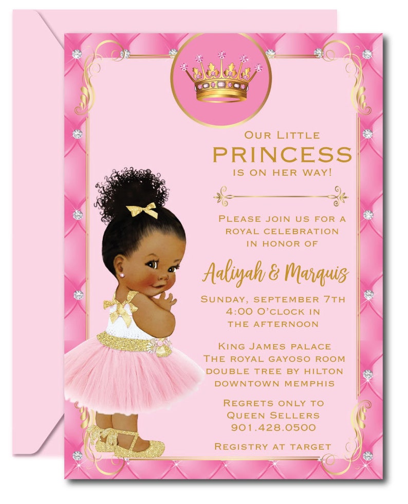 Royal Princess Baby Shower Invitation, Puff Bun