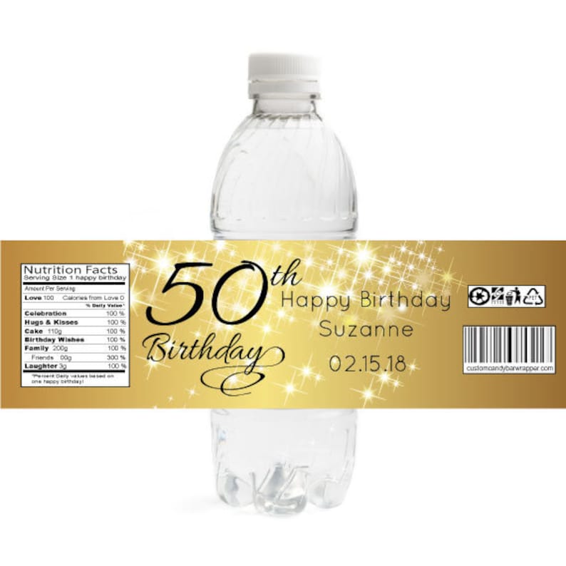 Matching Elegant 50th Birthday Bottle Labels