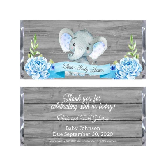 Elephant Baby Shower Candy Bar Wrappers, Boy Baby Shower HERSHEY Candy Wrapper Party Favors (with foil) Il_570xn