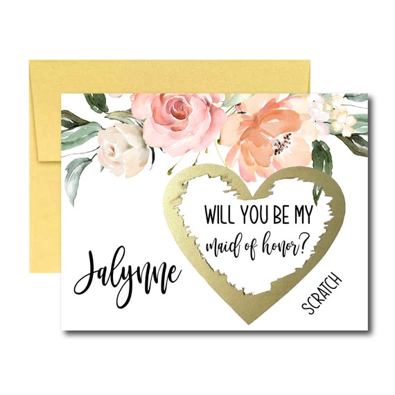 Will You Be My Maid of Honor Scratch Off Card, Maid of Honor Proposal Card, Blush Floral Ask Maid of Honor Il_570xn