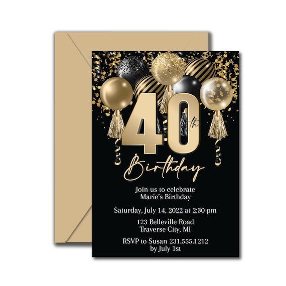 Invitation Modifiable Pour Le 40e Anniversaire 40e Etsy France