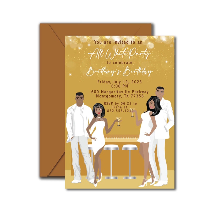 All White Party Invitation White Birthday Party Invite Etsy