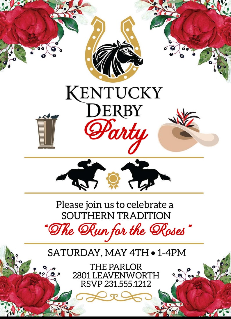 Kentucky Derby Party Invitation Editable Digital Horse Etsy - www.vrogue.co
