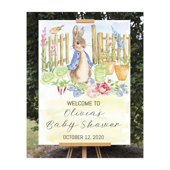 Peter Rabbit Themed Baby Shower Welcome Poster Sign - Digital Printable