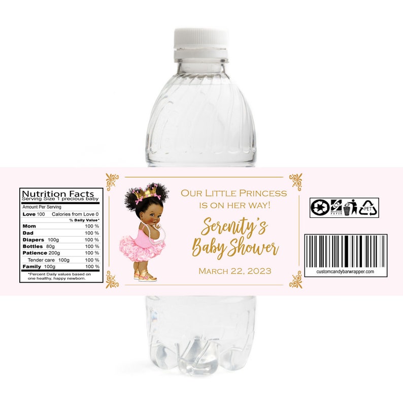 Matching Princess Baby Shower Bottle Label