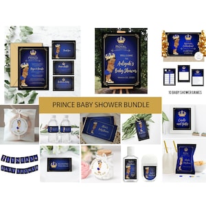 Royal Prince Baby Shower Games, Royal Prince Baby Shower Bundle, African-American Boy Baby Shower, Royal Prince Baby Shower, Blue