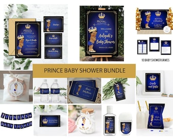 Royal Prince-babyshowerbundel, games, uitnodigingen (digitale download)