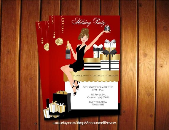 Elegant Christmas Party Invitations, Holiday Invitation Il_570xn