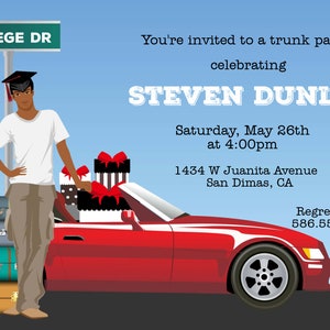 Male college Trunk Party Invitations - Darker Complexion