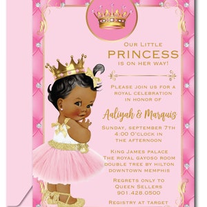 Royal Princess Baby Shower Invitation, Darker Complexion