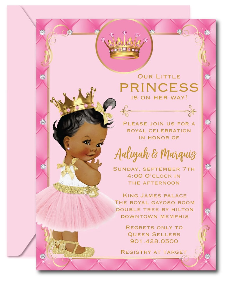 Royal Princess Baby Shower Invitation, Darker Complexion